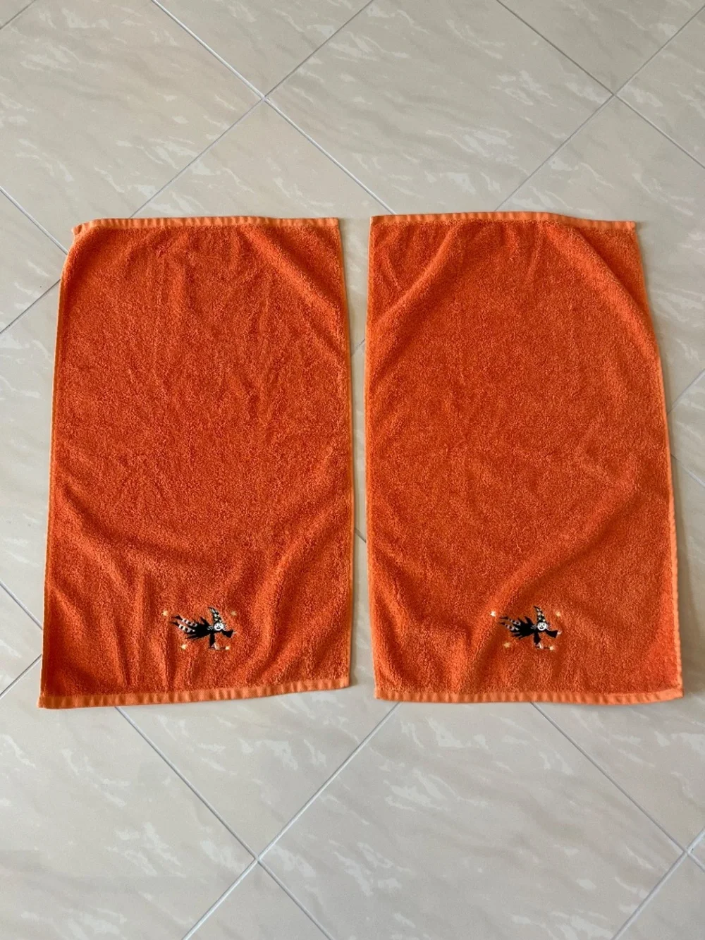 #2919 Halloween hand towels featuring an embroidered witch